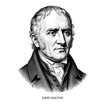 John Dalton Portrait in Vintage Engraved Woodcut Style