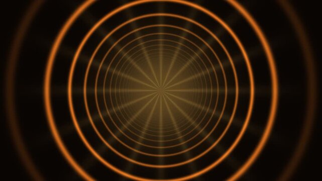 The scene shows a spiral pattern with concentric circles in warm orange colors set against a dark background. The design creates a sense of depth and movement