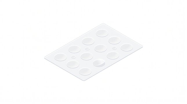 Isometric illustration of a sheet of hydrocolloid acne pimple patches