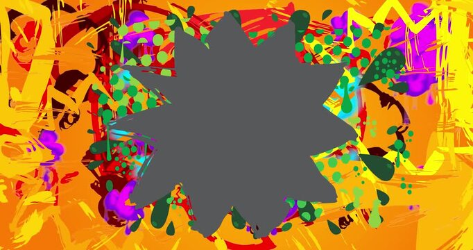 Graffiti speech bubble animation. Abstract modern Messaging sign street art decoration video, Discussion icon performed in urban painting style.
