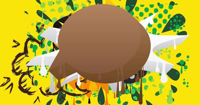 Graffiti speech bubble animation. Abstract modern Messaging sign street art decoration video, Discussion icon performed in urban painting style.