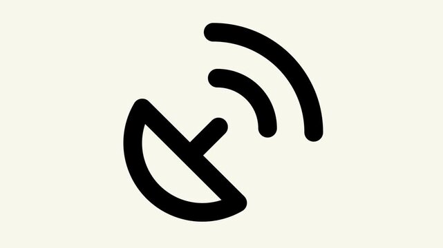 Black satellite dish symbolizing communication technology network signal, suitable for techrelated designs like websites, infographics, and presentations.