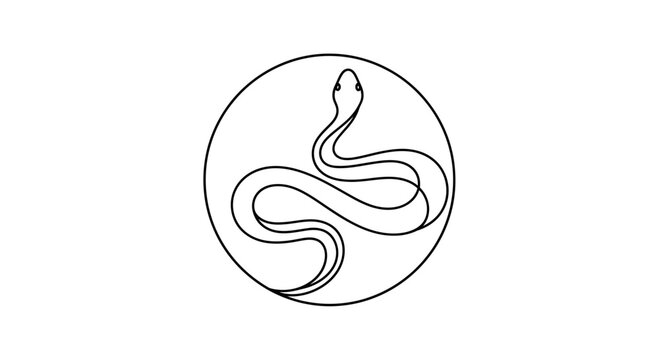 snake in circle, minimalism logo