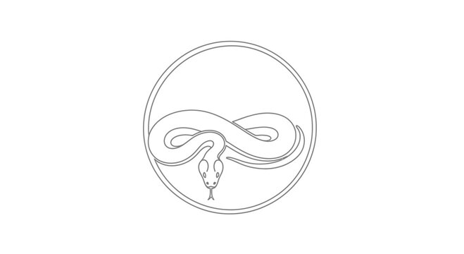 snake in circle, minimalist design
