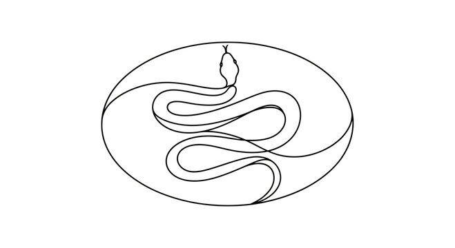 snake in circle, line art, minimalist