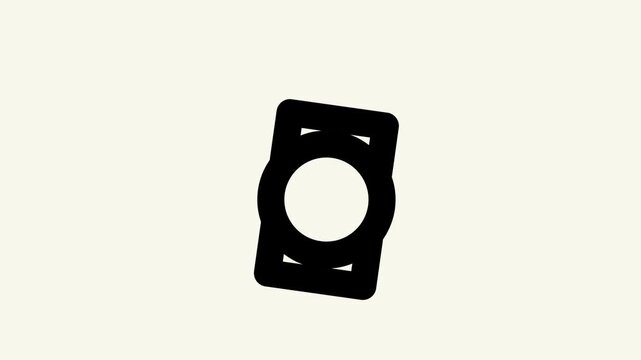 Videocam animation icon represented as a simple black digital icon in a minimal graphic style.