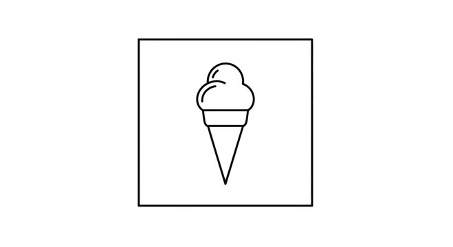 Simple Outline Ice Cream Cone Icon, Vector Drawing