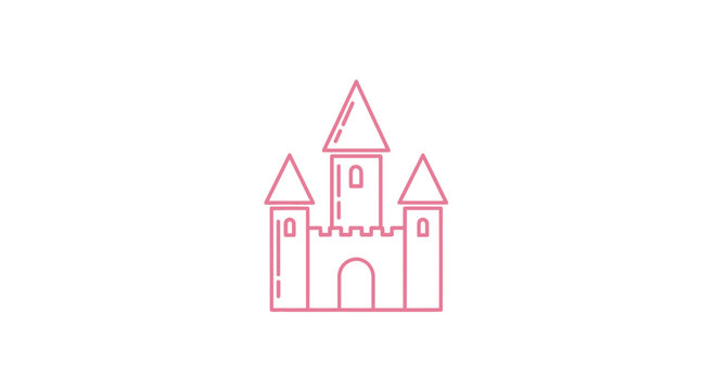 Simple Pink Castle Icon Vector Illustration on White Background
