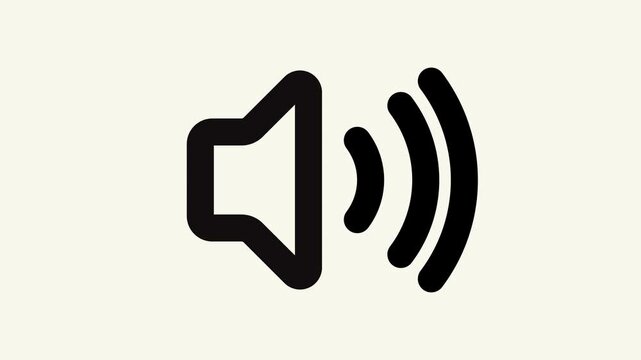 Speaker icon graphic representing a digital audio volume control button sound symbol.