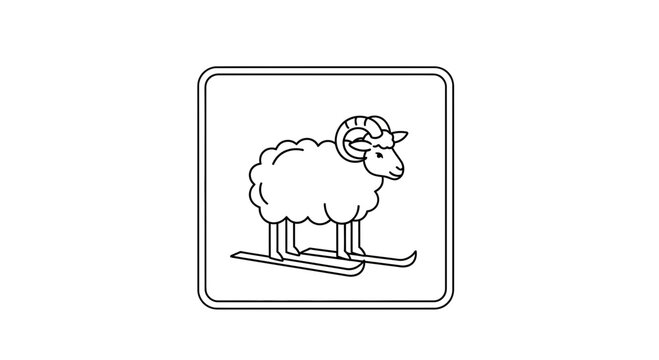 sheep on skis, cartoon animal