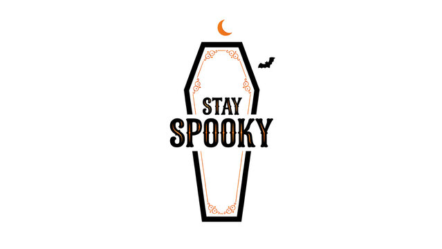 Stay spooky halloween typography inside coffin shape vector illustration with halloween typography seasonal illustration