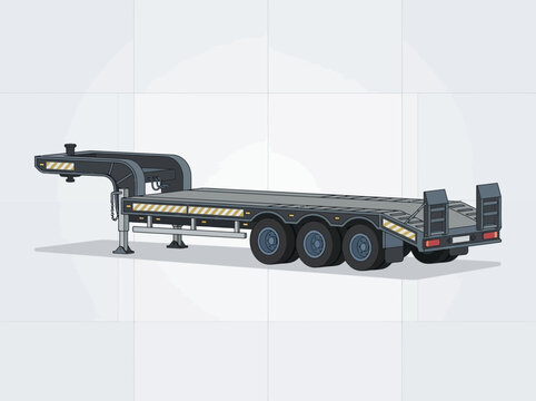 Modern Heavy Duty Lowboy Trailer For Transport Of Large Equipment