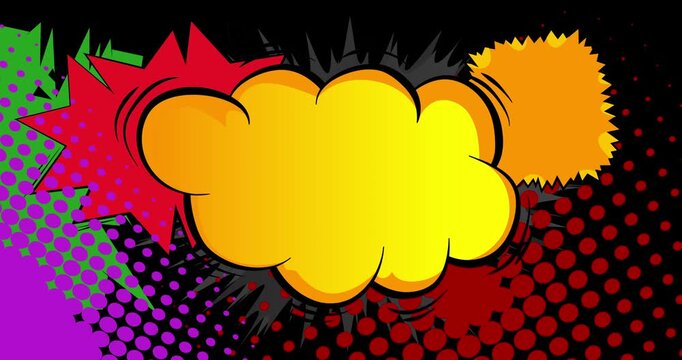 Cartoon background animation, comic book backdrop video. Retro comics pop art design.