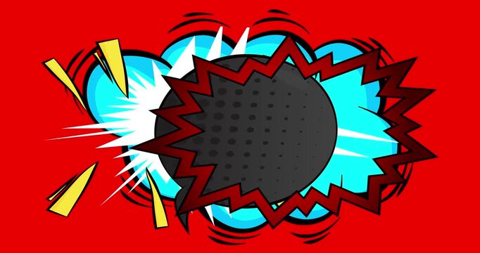 Cartoon background animation, comic book backdrop video. Retro comics pop art design.