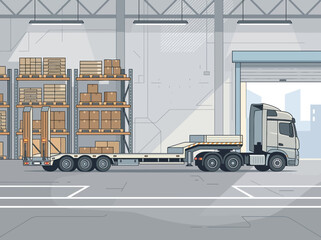 Naklejka premium Industrial Warehouse Truck And Cargo Storage Automation Logistics