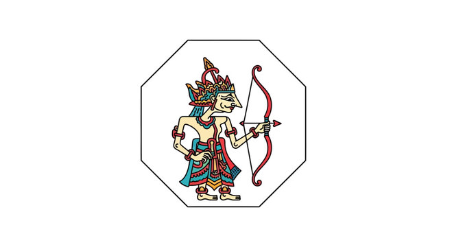 wayang kulit character with bow and arrow