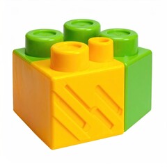 Fototapeta premium Close-up of a colorful building block with protruding pegs. Bright, solid colors. Isolated
