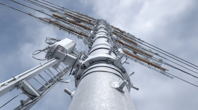 Massive metallic communication tower reaching towards the sky, a testament to modern infrastructure.