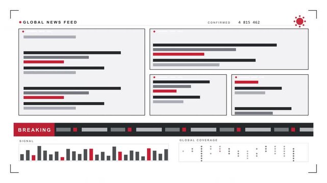 Coronavirus news graphics and data visualization, epidemic crisis headline updates, abstract motion graphic with charts and graphs