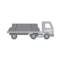 Fototapeta premium Industrial Flatbed Truck Transporting Metal Pipes Construction Materials
