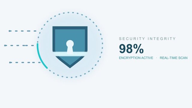 Loopable abstract cyber security shield animation, digital data protection and internet privacy concept