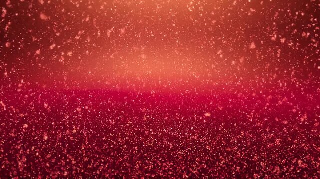 Close up of red glitter sparkling with bright bokeh background for festive celebration and decoration