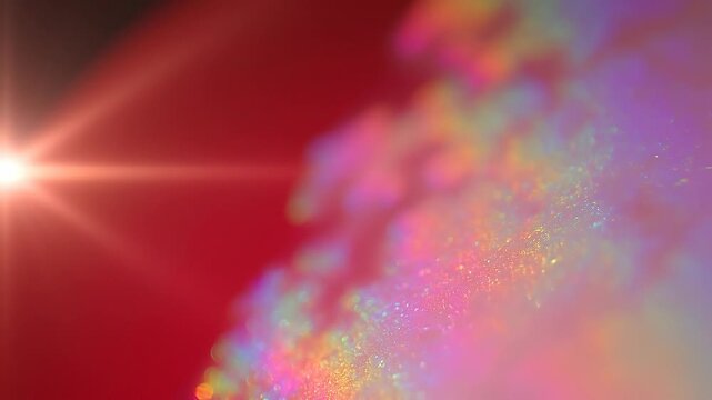 Colorful sparkling glitter texture with bright light flare and vibrant bokeh effect in abstract background