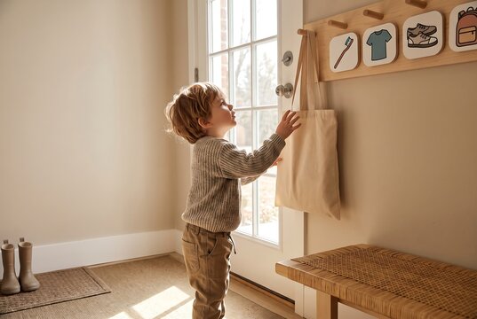 Child Following Visual Dressing Routine For Independence Skills