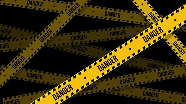 Yellow Danger Warning Tape Background with Crisscrossing Stripes, Cocok Untuk Cyber Security, Construction Alert, Hazard Warning & Crime Overlay.