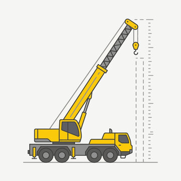 Heavy Duty Mobile Construction Crane Lifting Equipment Illustration