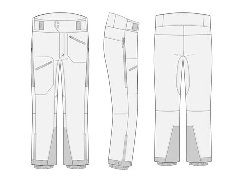 Serac Pant Unisex Technical Flat Front and Back View