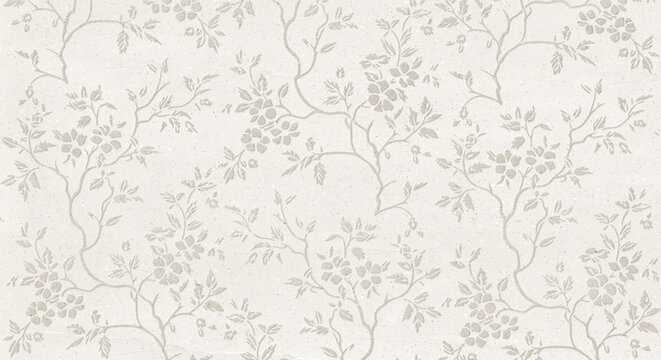 embossed floral branch and leaf pattern.