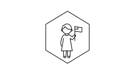 Fototapeta premium woman holding megaphone in hexagon