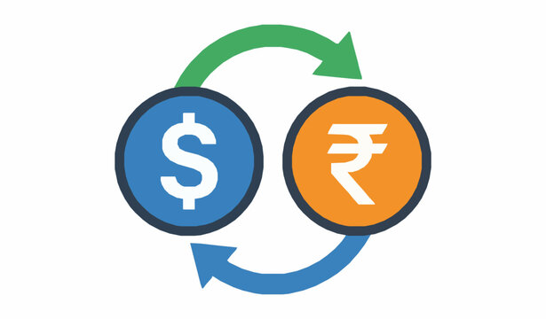 USD to INR dollar rupee currency exchange flat vector icon