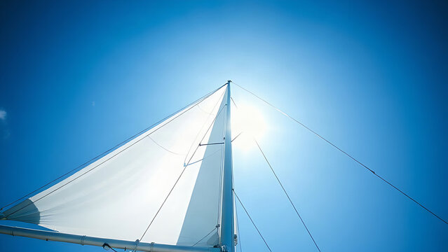 View from a sailboat deck looking up at a large triangular spinnaker.