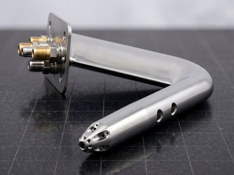 Industrial aircraft pitot tube sensor on gridded surface