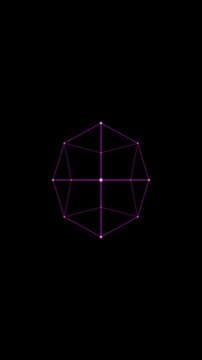 3d loop animation of rotating tesseract hypercube, illustration of fourth dimension math concept, wireframe model on black background