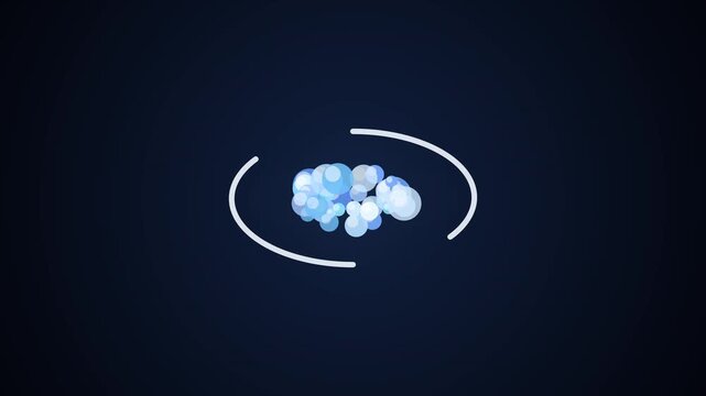 3d animation loop white sphere halves full of pulsating small blue balls, abstract motion graphic