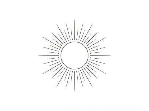 Sun fine-line tattoo design with radiating rays