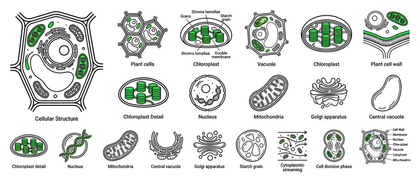 Plant Cell Biology Diagram Elements Isolated