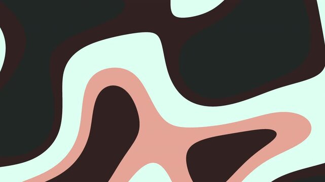 Abstract wavy shapes in black, mint, and pink colors with fluid patterns layered in a smooth design. Suitable for modern graphic projects and contemporary backgrounds.