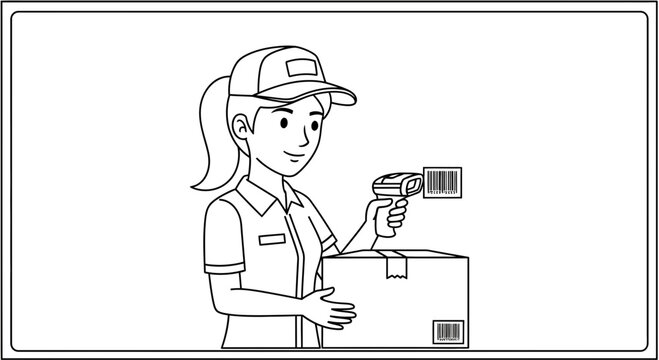 woman scanning package with barcode reader