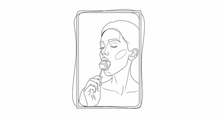 Fototapeta premium woman brushing teeth, morning routine