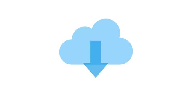 Cloud Computing with Arrow Downloading Icon Video