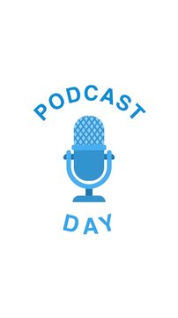 Podcast Day greeting with a microphone icon