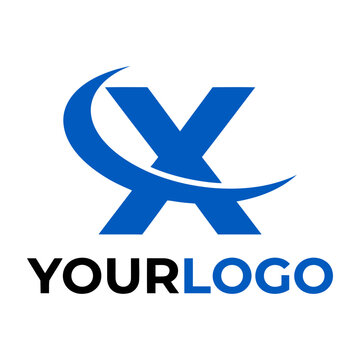 Blue logo with X symbol and Your Logo text on white background