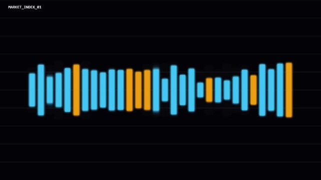 Horizontal bar chart with blue and orange bars on dark background representing financial market data visualization