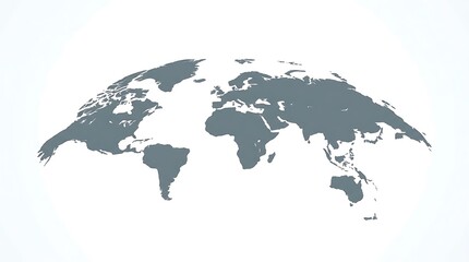 Fototapeta premium Minimalist grey world map isolated on white background