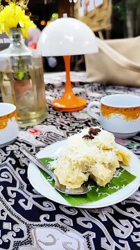 Depok, West Java, Indonesia - October 27 2025: High quality 1080p 60fps footage capturing the atmosphere of serving authentic traditional food and beverages. Perfect for documentaries.