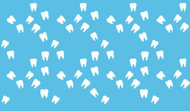 Cute Smiling Tooth Character Seamless Pattern for Kids Dental and Textile Design